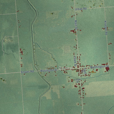 Close-up of the map of Moore, Michigan print showing street and building detail