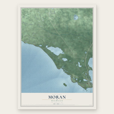 Moran, Michigan map print, the full design