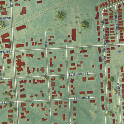Close-up of the map of Morrice, Michigan print showing street and building detail