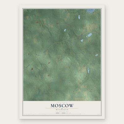 Moscow, Michigan map print, the full design