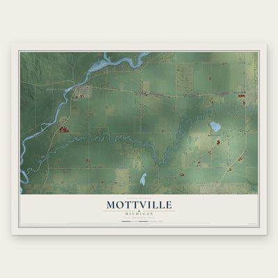 Mottville, Michigan map print, the full design