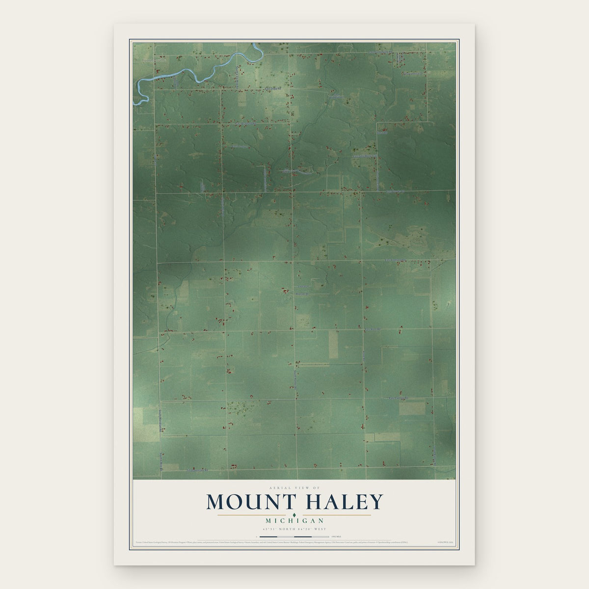 Mount Haley, Michigan map print, the full design