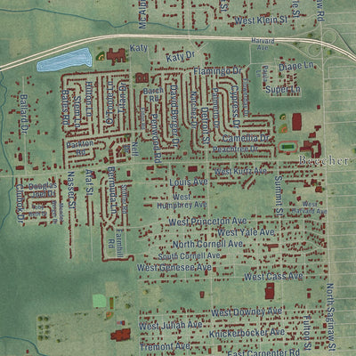 Close-up of the map of Mount Morris, Genesee County, Michigan print showing street and building detail