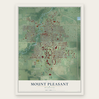 Mount Pleasant, Michigan map print, the full design