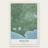 Mueller, Michigan map print, the full design