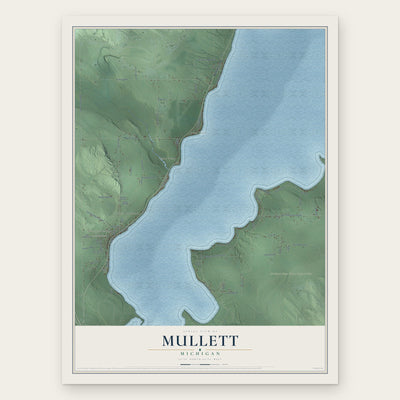 Mullett, Michigan map print, the full design