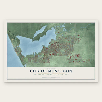 Muskegon, Michigan map print, the full design