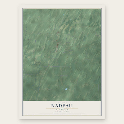 Nadeau, Michigan map print, the full design