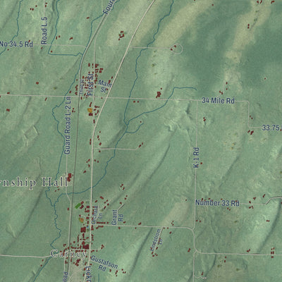 Close-up of the map of Nadeau, Michigan print showing street and building detail