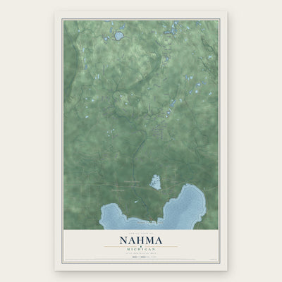 Nahma, Michigan map print, the full design