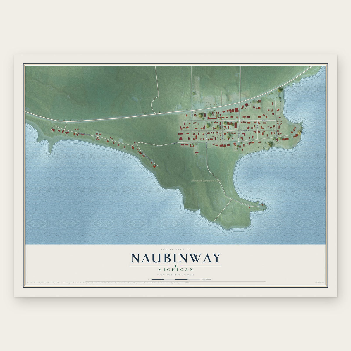 Naubinway, Michigan map print, the full design
