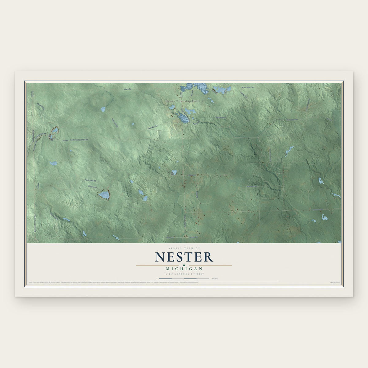 Nester, Michigan map print, the full design
