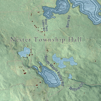 Close-up of the map of Nester, Michigan print showing street and building detail