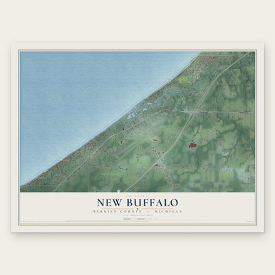 New Buffalo, Berrien County, Michigan map print, the full design