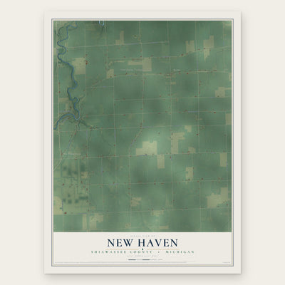 New Haven, Shiawassee County, Michigan map print, the full design