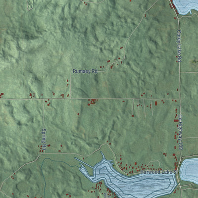Close-up of the map of Newberg, Michigan print showing street and building detail