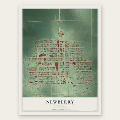Newberry, Michigan map print, the full design