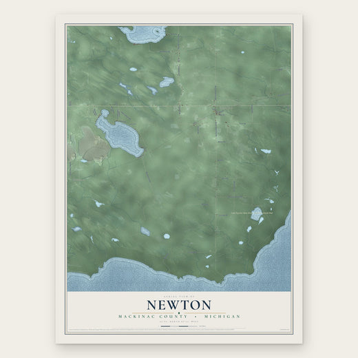 Newton, Mackinac County, Michigan map print, the full design