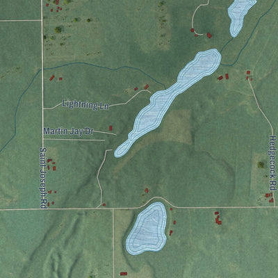 Close-up of the map of Noble, Michigan print showing street and building detail