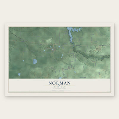 Norman, Michigan map print, the full design