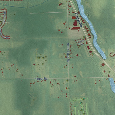 Close-up of the map of North Aurelius, Michigan print showing street and building detail