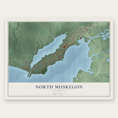 North Muskegon, Michigan map print, the full design
