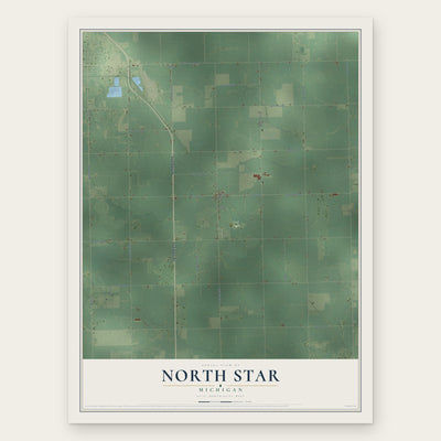 North Star, Michigan map print, the full design