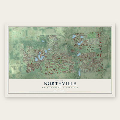 Northville, Wayne County, Michigan map print, the full design