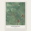 Northwood, Michigan map print, the full design