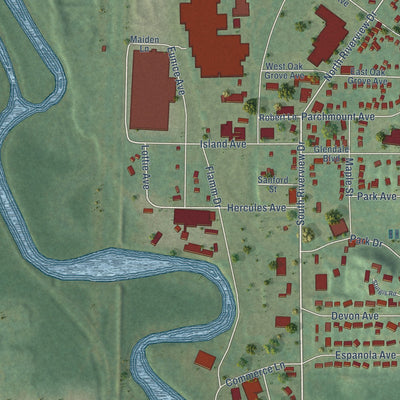 Close-up of the map of Northwood, Michigan print showing street and building detail