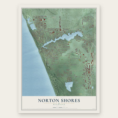 Norton Shores, Michigan map print, the full design