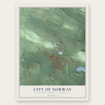 Norway, Michigan map print, the full design