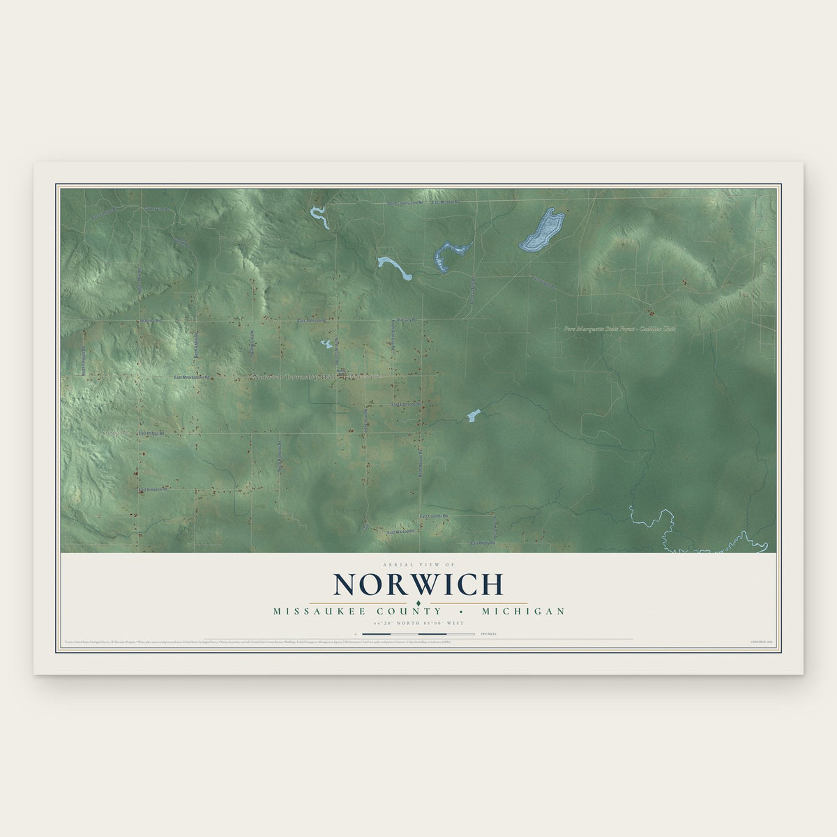Norwich, Missaukee County, Michigan map print, the full design
