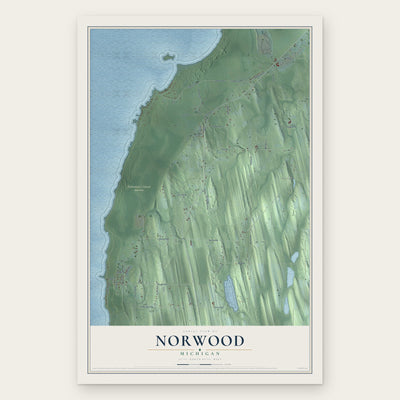 Norwood, Michigan map print, the full design