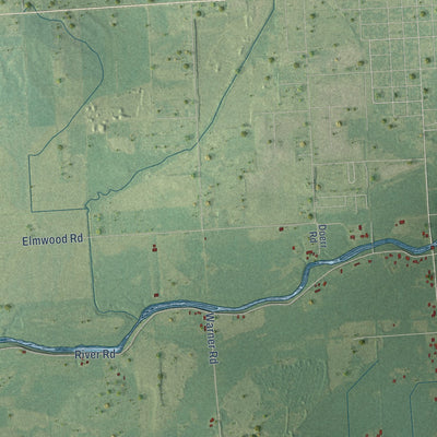 Close-up of the map of Novesta, Michigan print showing street and building detail