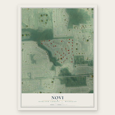 Novi, Oakland County, Michigan map print, the full design