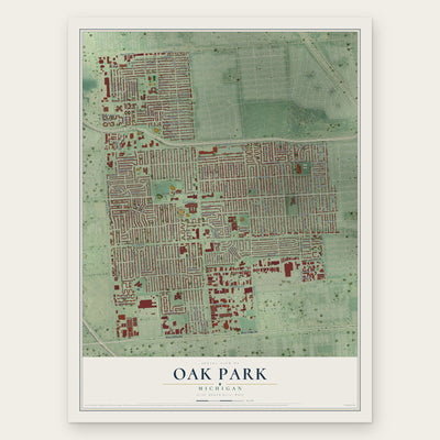 Oak Park, Michigan map print, the full design