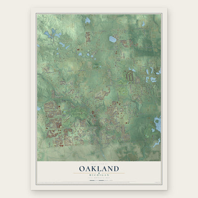 Oakland, Michigan map print, the full design