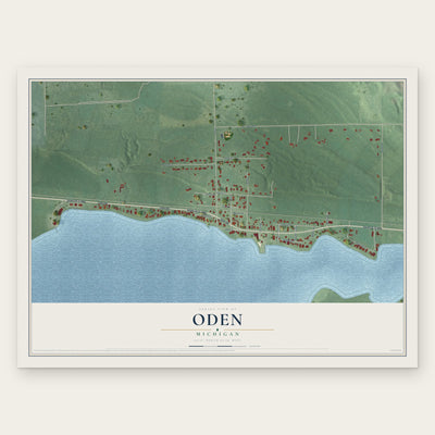 Oden, Michigan map print, the full design