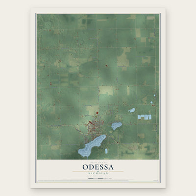 Odessa, Michigan map print, the full design