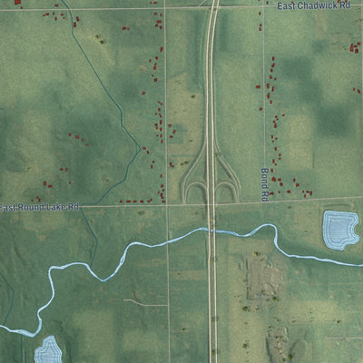 Close-up of the map of Olive, Clinton County, Michigan print showing street and building detail