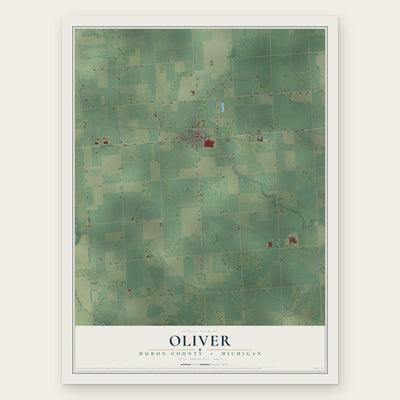 Oliver, Huron County, Michigan map print, the full design
