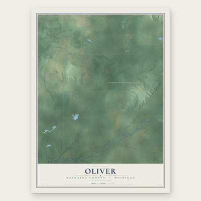 Oliver, Kalkaska County, Michigan map print, the full design