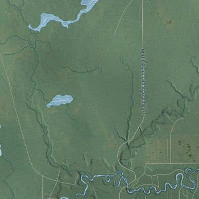 Close-up of the map of Oliver, Kalkaska County, Michigan print showing street and building detail