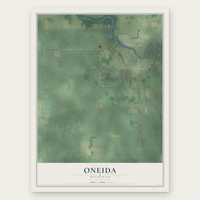 Oneida, Michigan map print, the full design