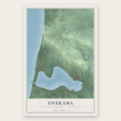 Onekama, Manistee County, Michigan map print, the full design