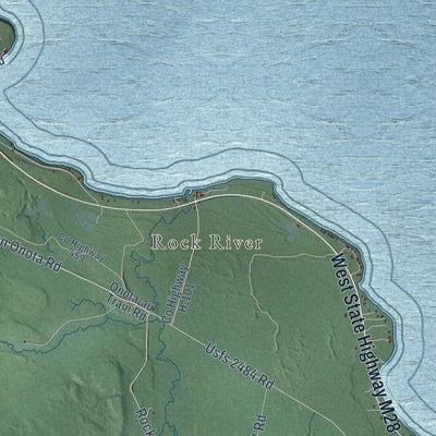 Close-up of the map of Onota, Michigan print showing street and building detail