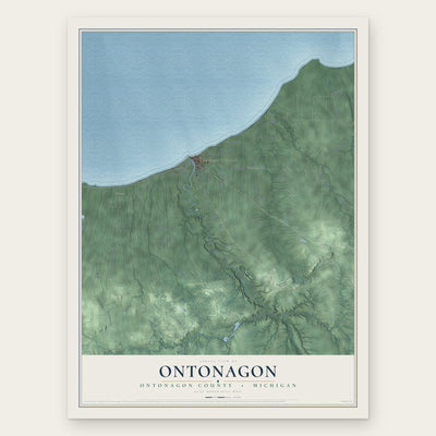 Ontonagon, Ontonagon County, Michigan map print, the full design