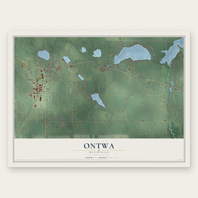 Ontwa, Michigan map print, the full design