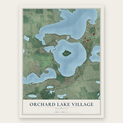 Orchard Lake Village, Michigan map print, the full design